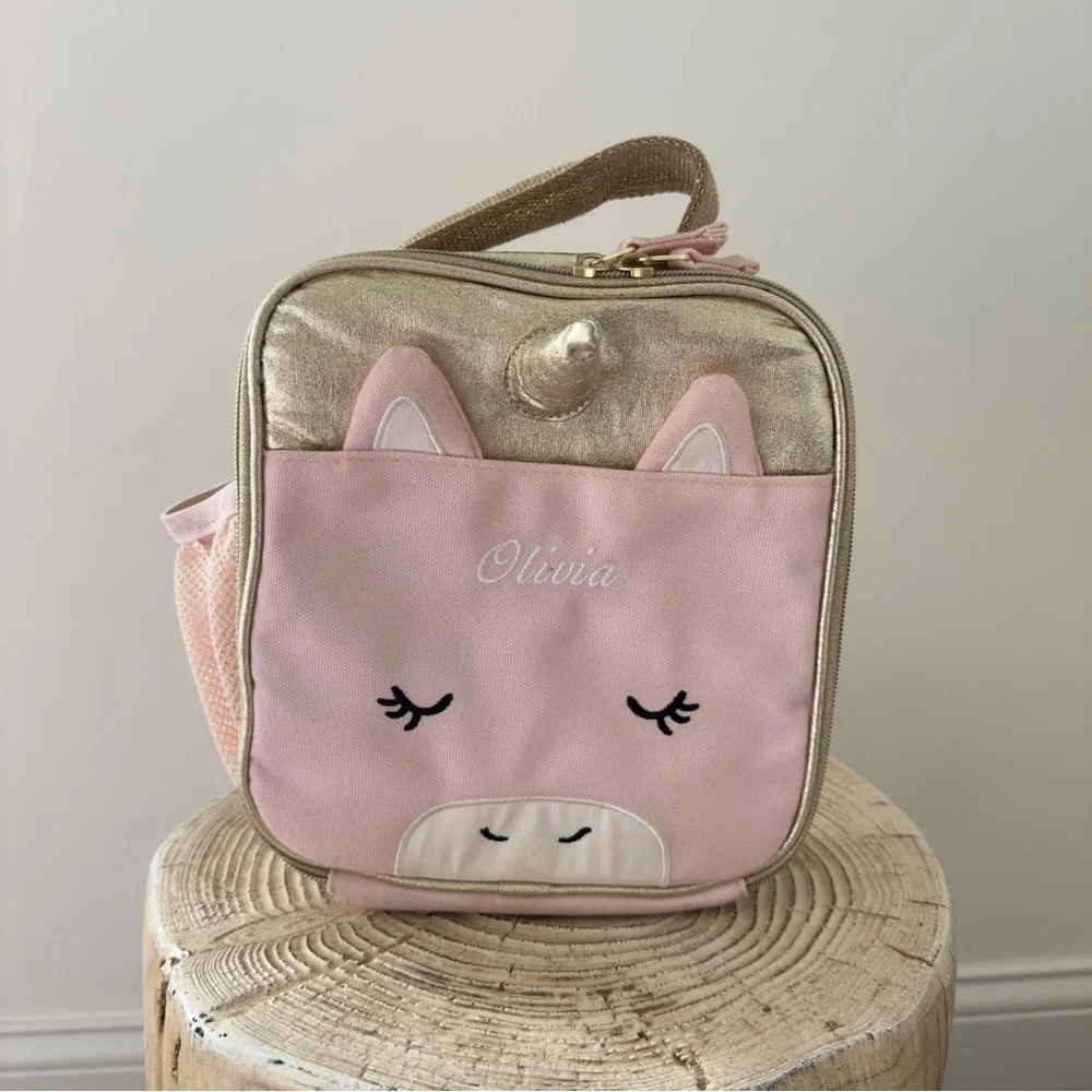 Pottery Barn Kids Emily & Meritt Blush Unicorn “OLIVIA” Lunch Box